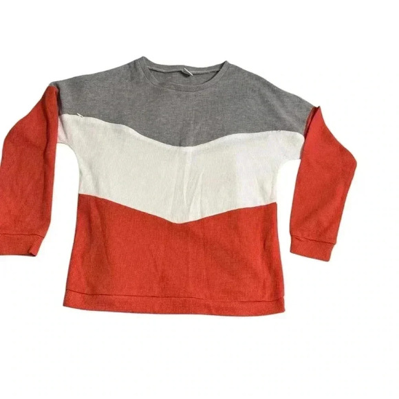 IFFEI Pocket waffle shirt  2 zipper pockets on chest gray/white/orange like new - Picture 1 of 6